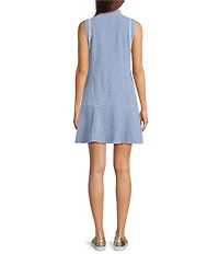 Lilly Pulitzer Kathy Performance Twill Gingham Mock Neck Sleeveless Flounce Dress