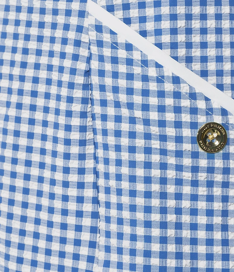 Lilly Pulitzer Kathy Performance Twill Gingham Mock Neck Sleeveless Flounce Dress