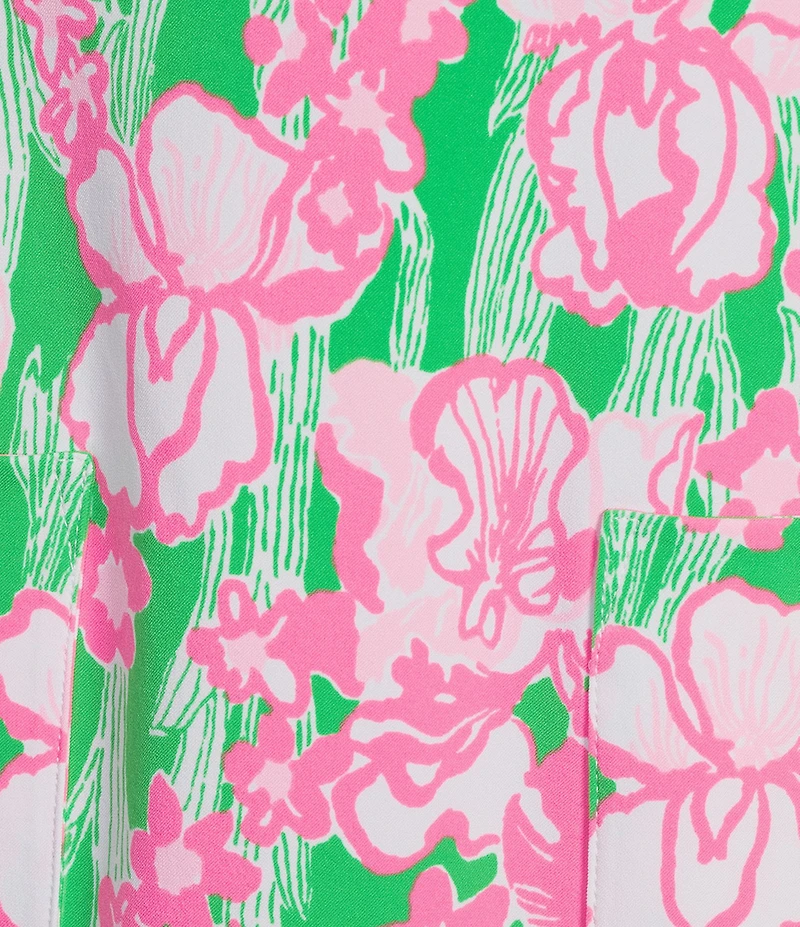 Lilly Pulitzer Kathy Performance Twill Point Collar Sleeveless Pearl Dress