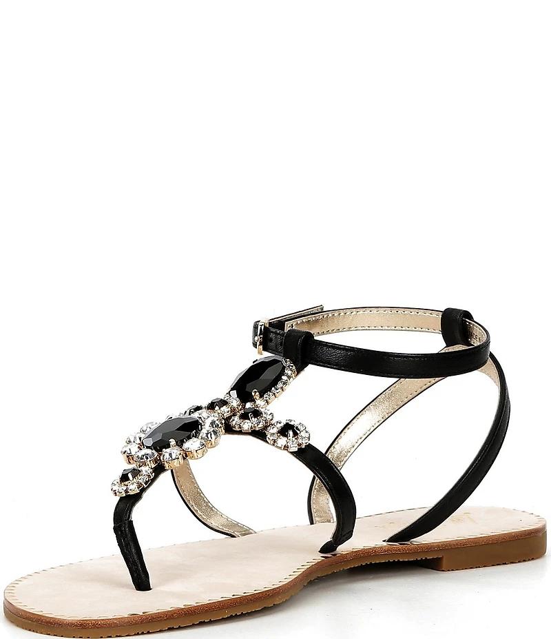 Lilly Pulitzer Katie Leather Jewel Ornamented Ankle Wrap T-Strap Sandals