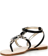 Lilly Pulitzer Katie Leather Jewel Ornamented Ankle Wrap T-Strap Sandals