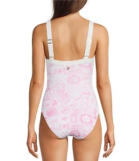 Lilly Pulitzer Keon Lil Fleur De Lilly Print Shirred One Piece Swimsuit