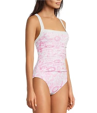 Lilly Pulitzer Keon Lil Fleur De Lilly Print Shirred One Piece Swimsuit