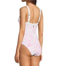 Lilly Pulitzer Keon Lil Fleur De Lilly Print Shirred One Piece Swimsuit