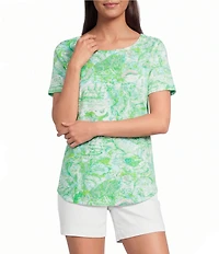 Lilly Pulitzer Key West Jersey Knit Ship To Shore Print Crew Neck Short Sleeve Tee Top