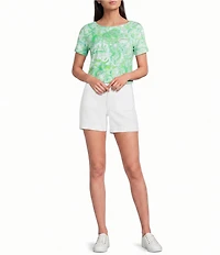 Lilly Pulitzer Key West Jersey Knit Ship To Shore Print Crew Neck Short Sleeve Tee Top