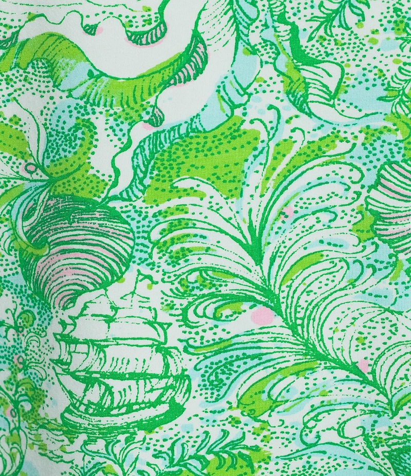 Lilly Pulitzer Key West Jersey Knit Ship To Shore Print Crew Neck Short Sleeve Tee Top