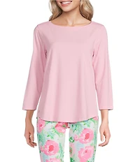 Lilly Pulitzer Key West Soft Blend Jersey Crew Neck 3/4 Sleeve Top