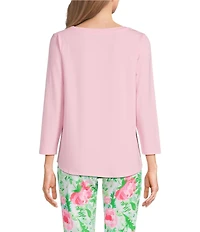 Lilly Pulitzer Key West Soft Blend Jersey Crew Neck 3/4 Sleeve Top