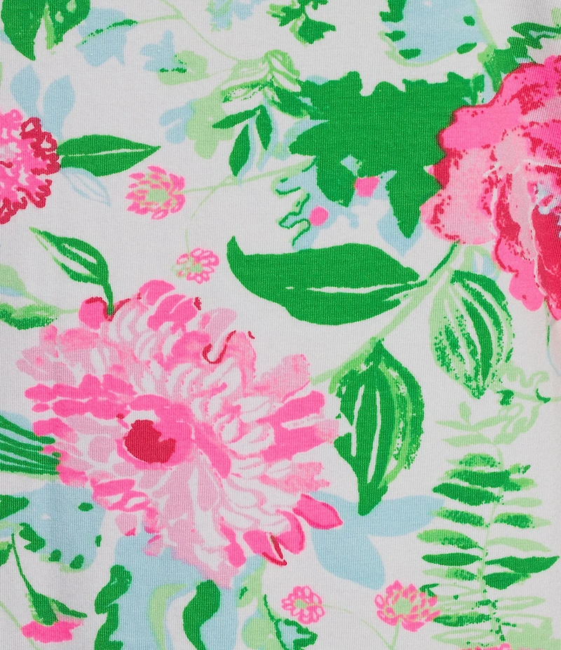 Lilly Pulitzer Key West Soft Blended Jersey Poppy Party Print Crew Neck 3/4 Sleeve Top