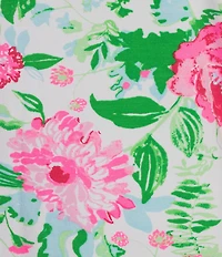 Lilly Pulitzer Key West Soft Blended Jersey Poppy Party Print Crew Neck 3/4 Sleeve Top