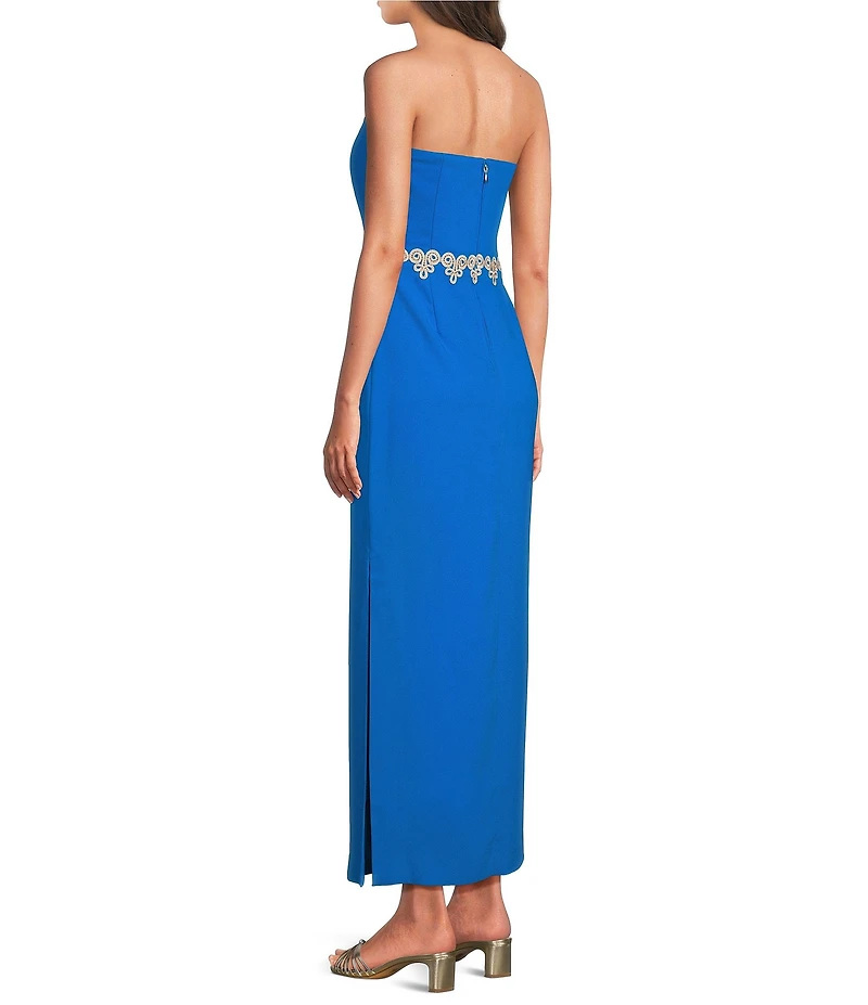 Lilly Pulitzer Kristella Crepe Back Satin Strapless Lace Trim Maxi Dress