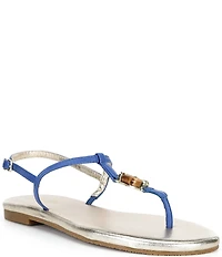 Lilly Pulitzer Leena Leather Bamboo Ornament T-Strap Thong Sandals