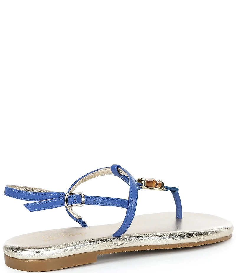 Lilly Pulitzer Leena Leather Bamboo Ornament T-Strap Thong Sandals