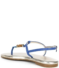 Lilly Pulitzer Leena Leather Bamboo Ornament T-Strap Thong Sandals