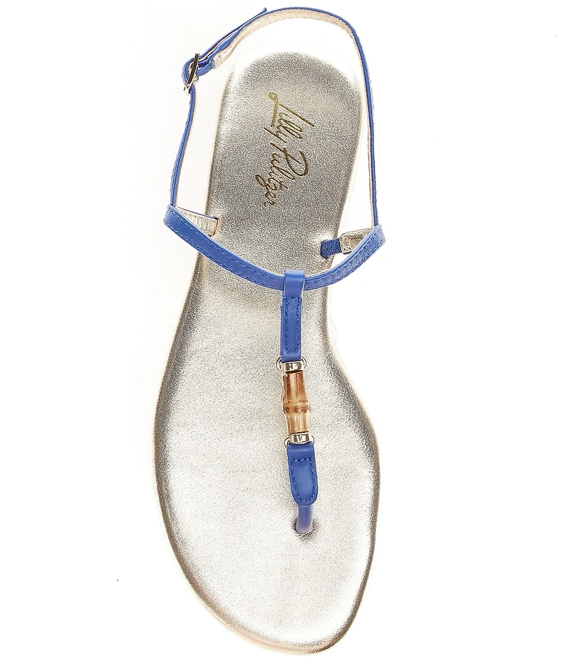 Lilly Pulitzer Leena Leather Bamboo Ornament T-Strap Thong Sandals