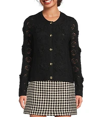 Lilly Pulitzer Lenalie Combed Cotton Knit Crew Neck Long Sleeve Cardigan