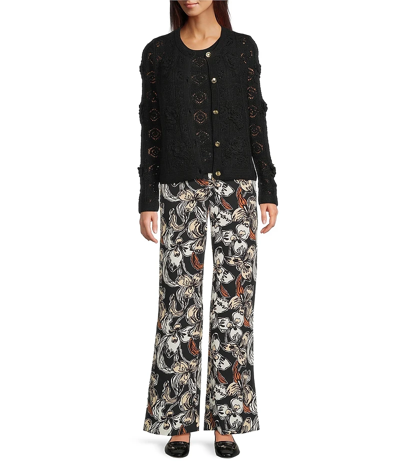 Lilly Pulitzer Lenalie Combed Cotton Knit Crew Neck Long Sleeve Cardigan