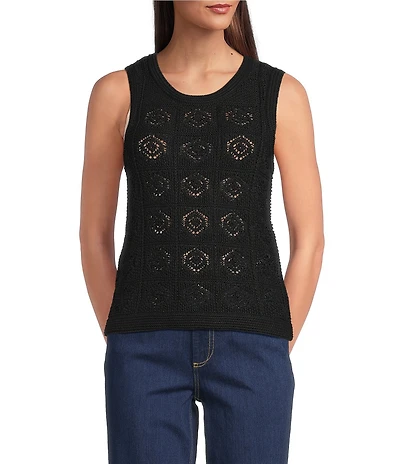 Lilly Pulitzer Lenalie Metallic Knit Crew Neck Sleeveless Sweater Shell