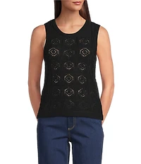 Lilly Pulitzer Lenalie Metallic Knit Crew Neck Sleeveless Sweater Shell
