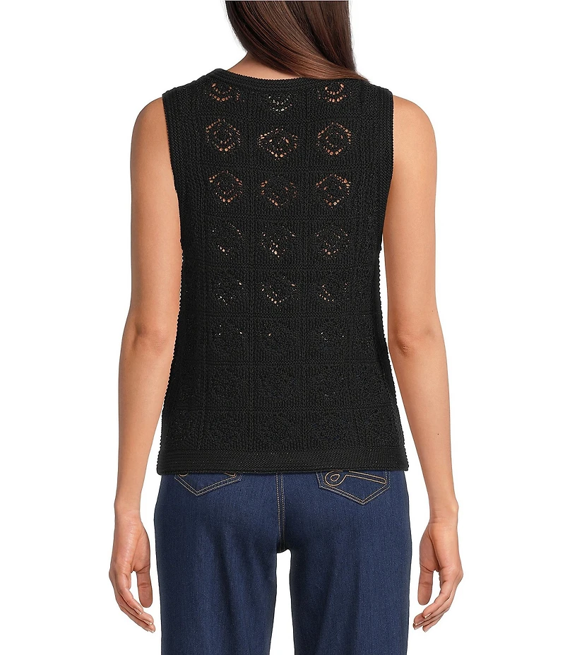 Lilly Pulitzer Lenalie Metallic Knit Crew Neck Sleeveless Sweater Shell