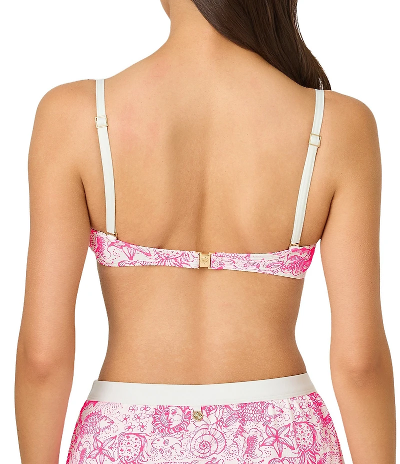 Lilly Pulitzer Leven Lil Fleur De Lilly Print Contrast Trim Bralette Swim Top