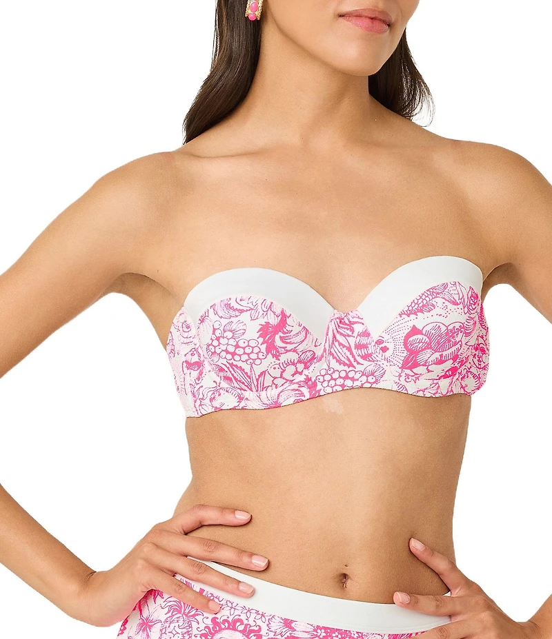 Lilly Pulitzer Leven Lil Fleur De Lilly Print Contrast Trim Bralette Swim Top