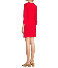 Lilly Pulitzer Leyland Crew Neck 3/4 Sleeve Rhinestone Bow Shift Dress