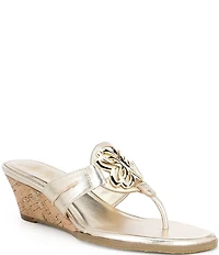 Lilly Pulitzer Lilly Leather Medallion Cork Wedge Thong Sandals