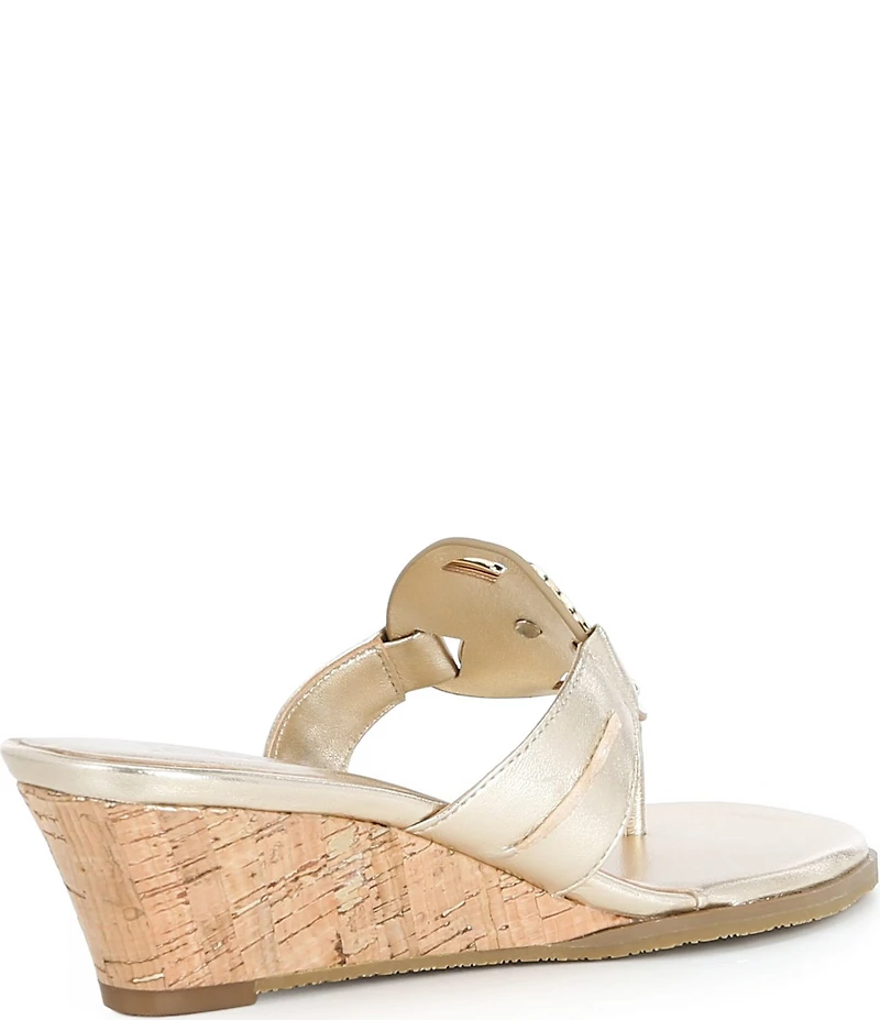 Lilly Pulitzer Lilly Leather Medallion Cork Wedge Thong Sandals