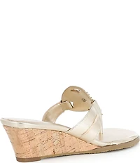 Lilly Pulitzer Lilly Leather Medallion Cork Wedge Thong Sandals
