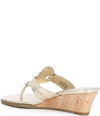 Lilly Pulitzer Lilly Leather Medallion Cork Wedge Thong Sandals