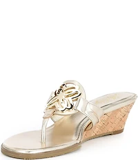 Lilly Pulitzer Lilly Leather Medallion Cork Wedge Thong Sandals