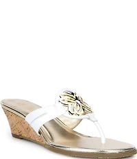 Lilly Pulitzer Lilly Leather Medallion Cork Wedge Thong Sandals