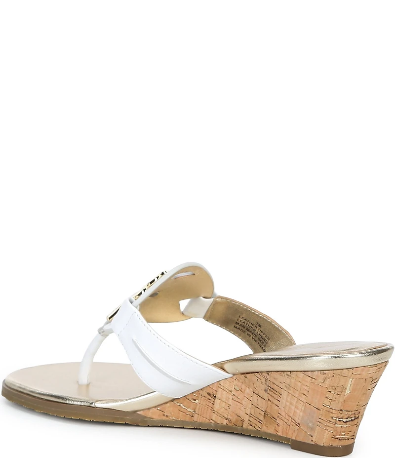 Lilly Pulitzer Lilly Leather Medallion Cork Wedge Thong Sandals