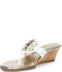 Lilly Pulitzer Lilly Leather Medallion Cork Wedge Thong Sandals