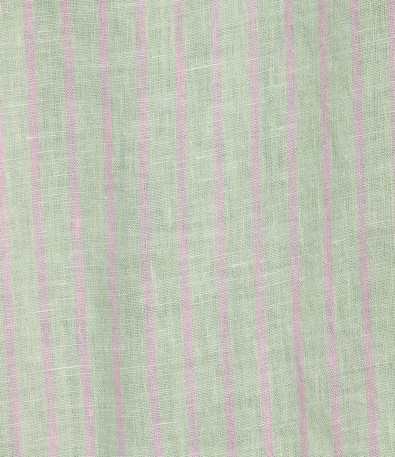 Lilly Pulitzer Linen Stripe Print Point Collar Long Sleeve Button Front Shirt