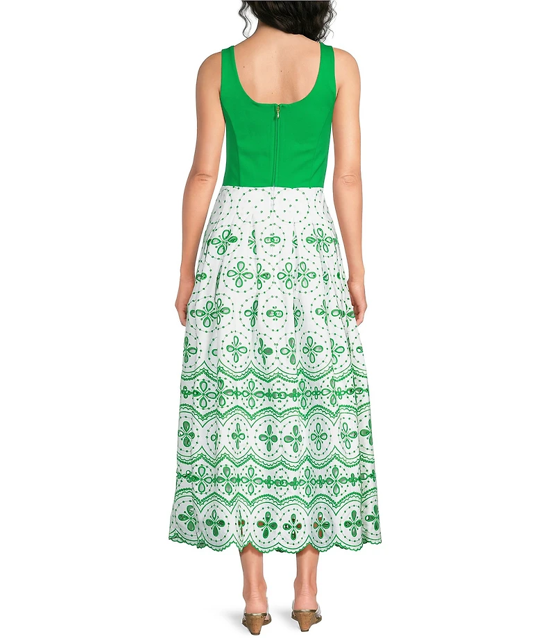 Lilly Pulitzer Lissette Square Neck Sleevless Eyelet Fit-And-Flare Midi Dress
