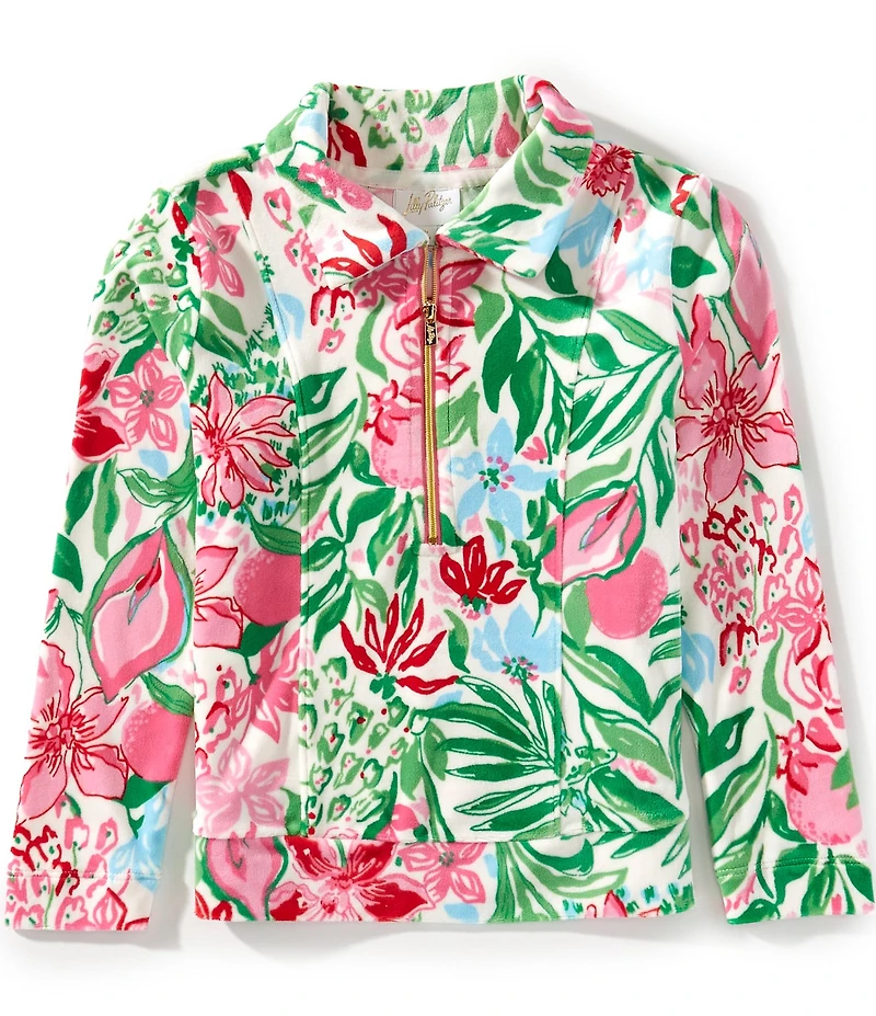 Lilly Pulitzer Girls Mini Eleni Velour Half Zip Pullover