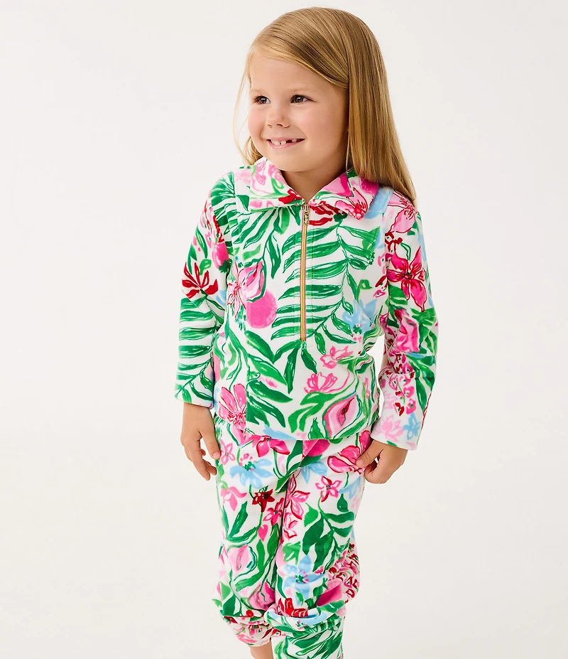 Lilly Pulitzer Girls Mini Eleni Velour Half Zip Pullover