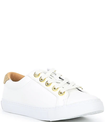 Lilly Pulitzer Lux Hallie Colorblock Leather Rhinestone Embellished Lace Up Sneakers