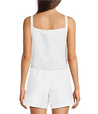 Lilly Pulitzer Maisey Cambric Eyelet Square Neck Sleeveless Blouse