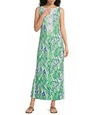 Lilly Pulitzer Marleigh Stretch Butterfly Jacquard Lace Trim Round Neck Sleeveless Midi Shift Dress