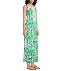 Lilly Pulitzer Marleigh Stretch Butterfly Jacquard Lace Trim Round Neck Sleeveless Midi Shift Dress