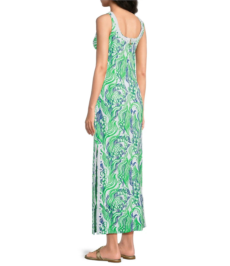 Lilly Pulitzer Marleigh Stretch Butterfly Jacquard Lace Trim Round Neck Sleeveless Midi Shift Dress