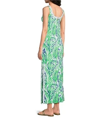 Lilly Pulitzer Marleigh Stretch Butterfly Jacquard Lace Trim Round Neck Sleeveless Midi Shift Dress