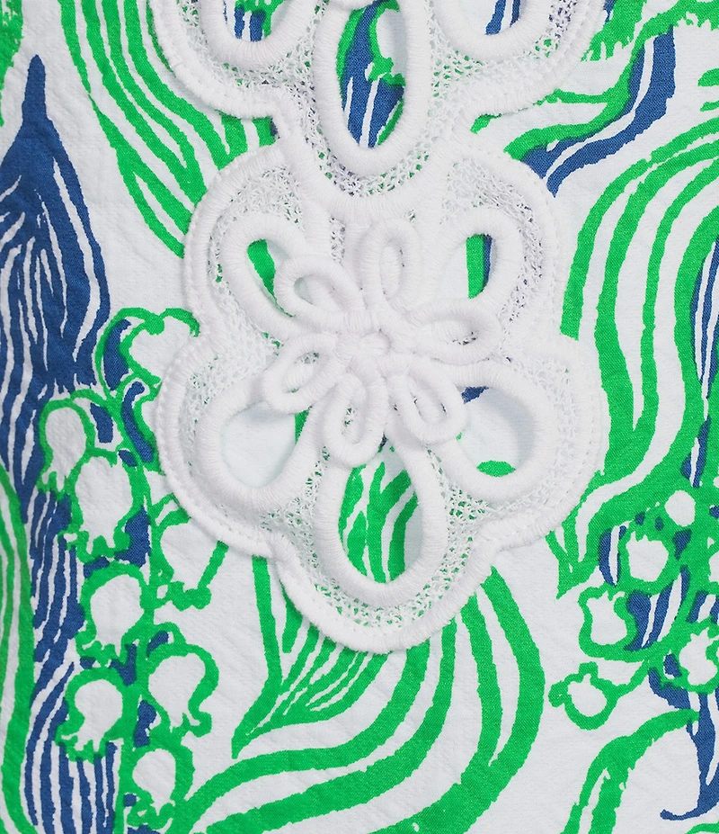 Lilly Pulitzer Marleigh Stretch Butterfly Jacquard Lace Trim Round Neck Sleeveless Midi Shift Dress