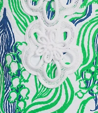 Lilly Pulitzer Marleigh Stretch Butterfly Jacquard Lace Trim Round Neck Sleeveless Midi Shift Dress