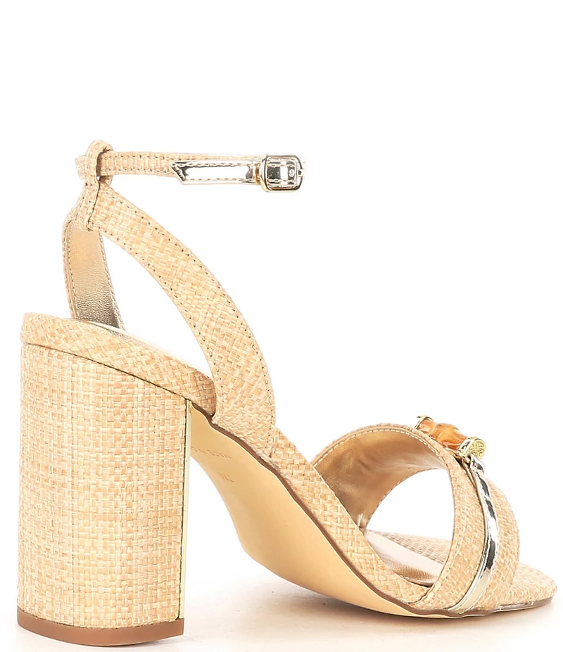 Lilly Pulitzer May Panama Raffia Bamboo Ornament Ankle Strap Dress Sandals