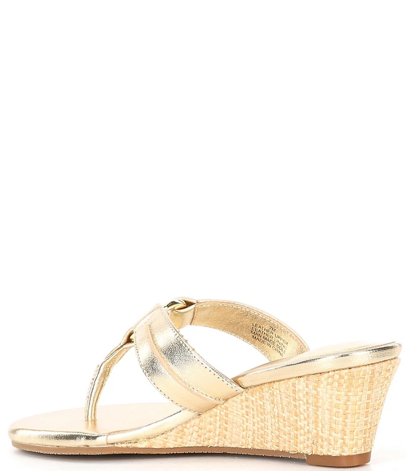 Lilly Pulitzer McKim Leather O-Ring Hardware Wedge Thong Sandals